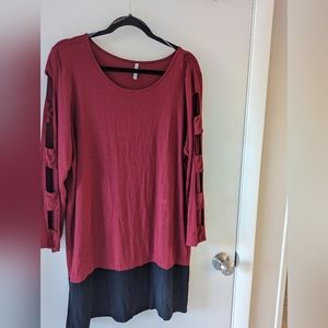 Passport maroon & black long sleeve dress, size large